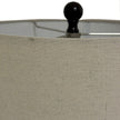 Sepia Shadows Squat Table Lamp with Linen Shade – 56cm, shade and finial detail