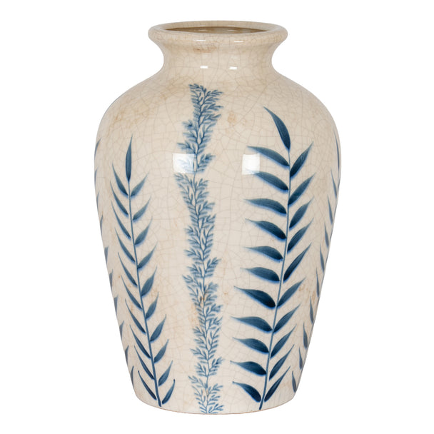 Blue & White Floral Ceramic Vase – 31cm, single vase front view