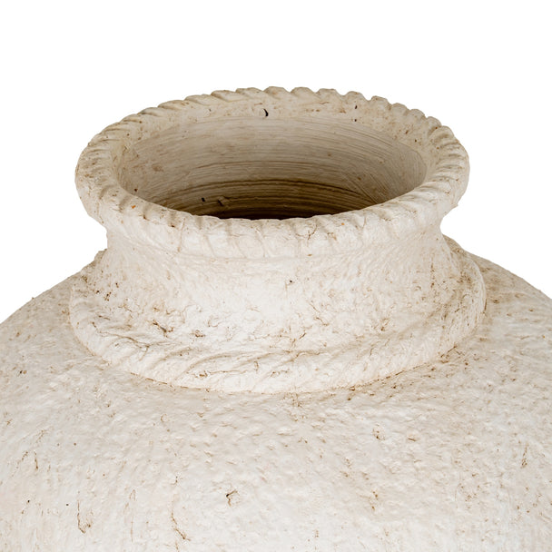 Large Rounded Ceramic Vase – 37cm, wide rim and open neck detail
