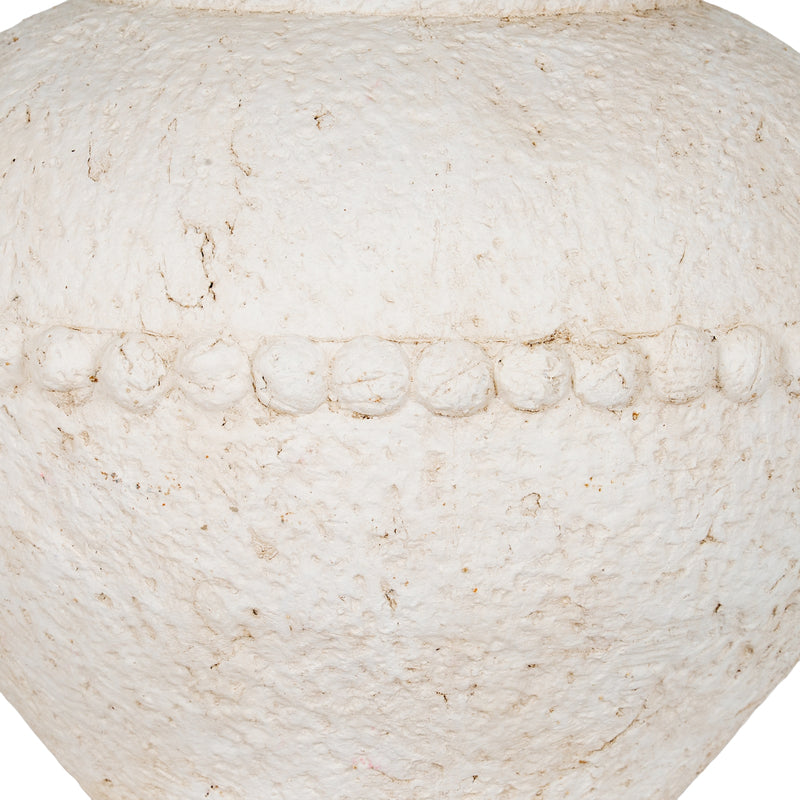 Large Rounded Ceramic Vase – 37cm, raised band and aged ceramic surface detail