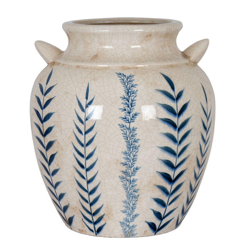 Blue & White Floral Amphora Vase – 34cm, reverse angle showing the amphora shape