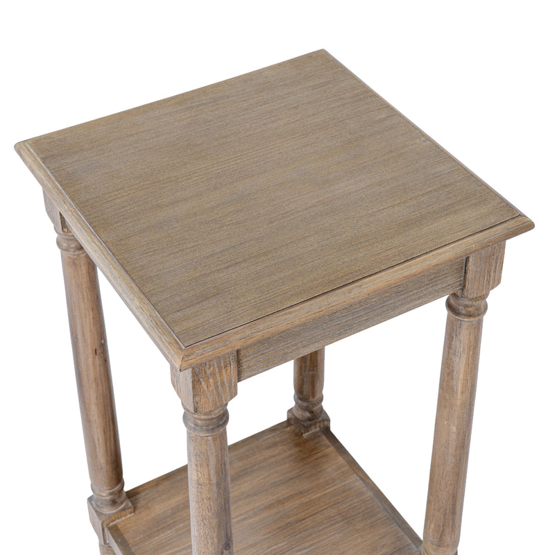Brown Wooden Side Table – 72cm, square tabletop detail