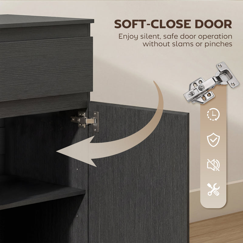 HOMCOM Modern Chest Of Drawers, 5 Drawer Dresser with Adjustable Shelf, Soft-Close Door, Black – view 6