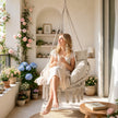 Outsunny Hanging Chair Outdoor Hammock Chair with Soft Cushion, Cotton Rope Boho Style Swing Chair, Hanging Garden – view 7
