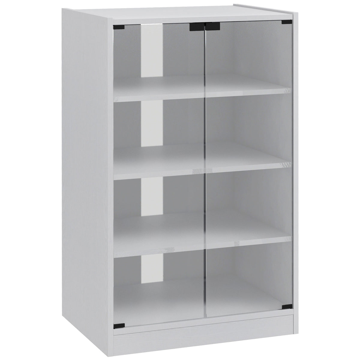4-Tier Hi-Fi & Record Player Stand with Glass Doors – White