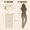 HOMCOM Chest of Drawers with 4 Fabric Drawers, Tall Storage Unit with 2 Hooks and Steel Frame for Bedroom, Beige – view 3