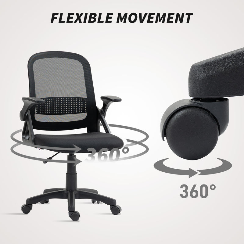 Black mesh office chair with flip-up arms – image 8