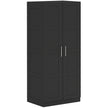 Black double wardrobe with panel doors and silver-tone handles