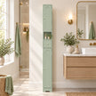 HOMCOM 185 cm Tall Bathroom Cabinet with Arched Doors - Light Green – view 8
