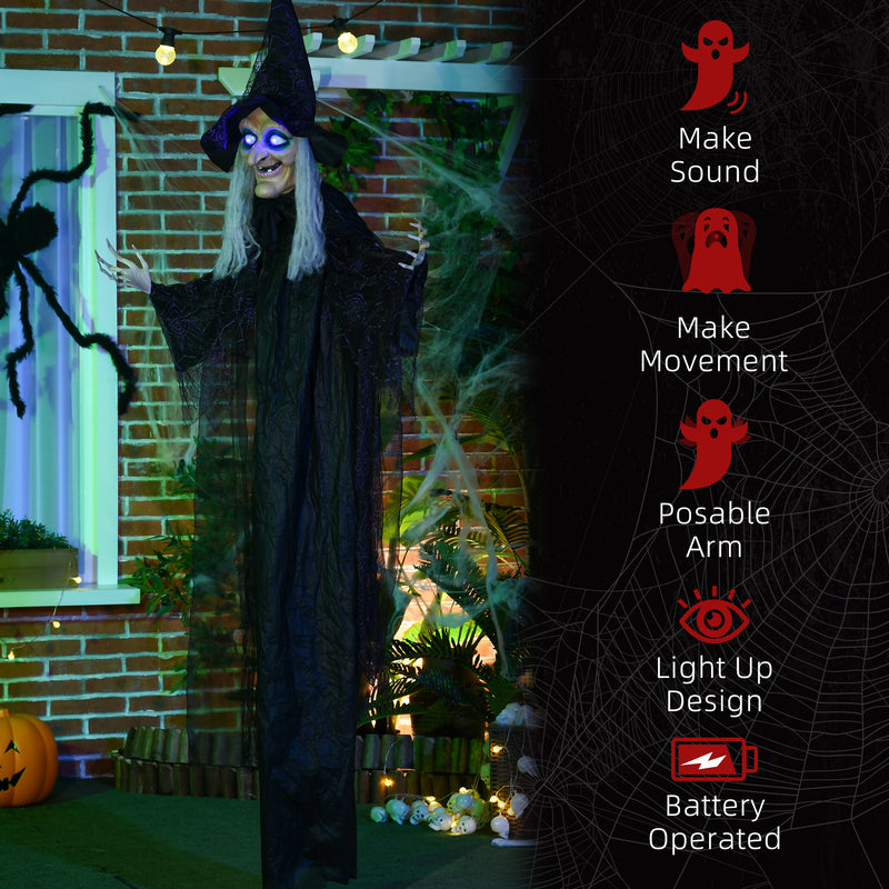 183cm Hanging Witch with Colourful Glowing Eyes & Sound – image 7 of 9