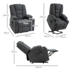 HOMCOM Electric Riser Recliner Armchairï¼ Oversized Chair with Cup Holder & Side Pockets for Elderly in Living Room, Charcoal Grey