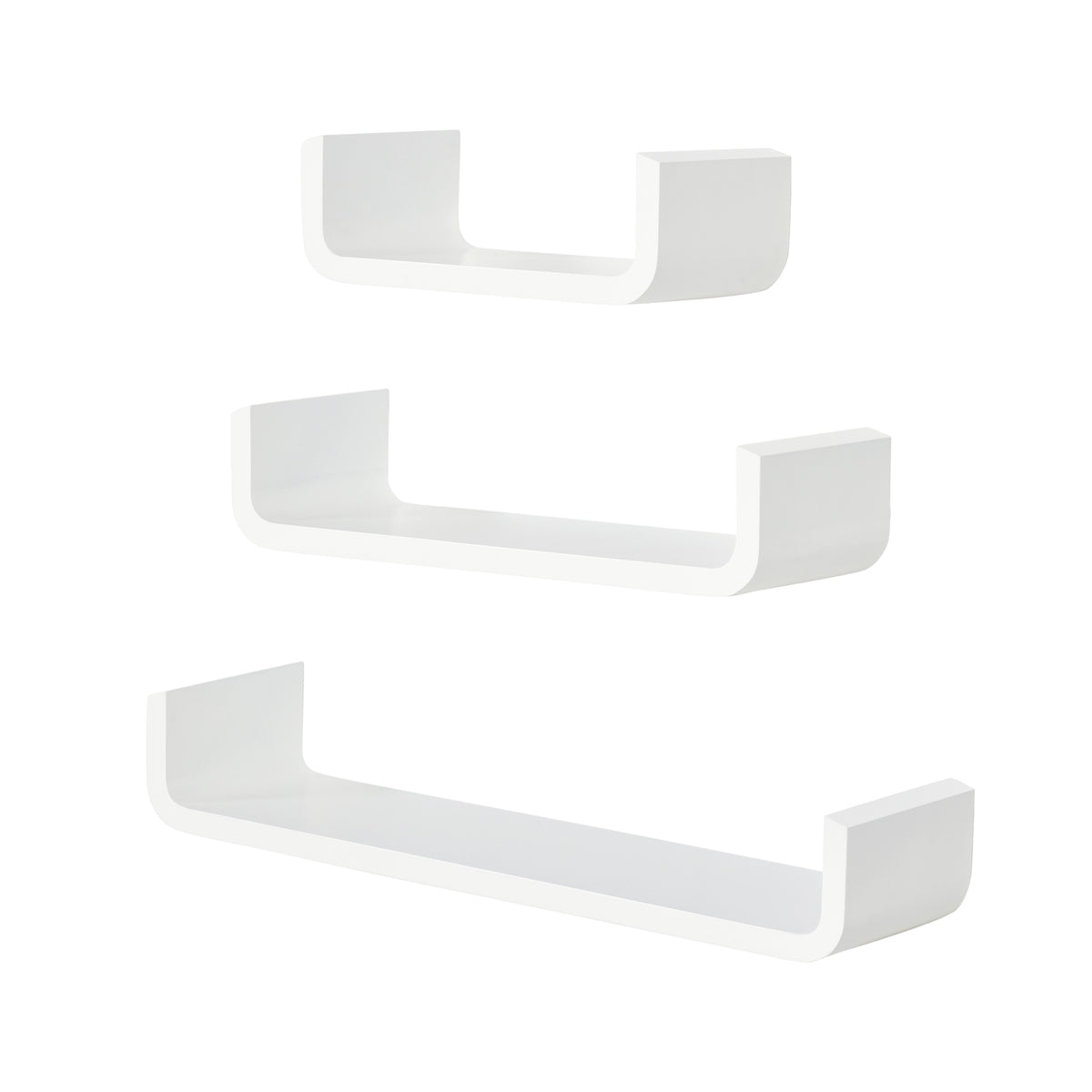 Set of 3 Floating Wall Shelves – White