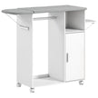 HOMCOM Rolling Ironing Board Cabinet, Foldable Ironing Station with Storage, Wheels for Home, Laundry Room, White