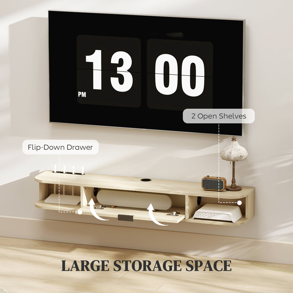 120 cm Floating TV Unit for TVs up to 50 Inch - Natural