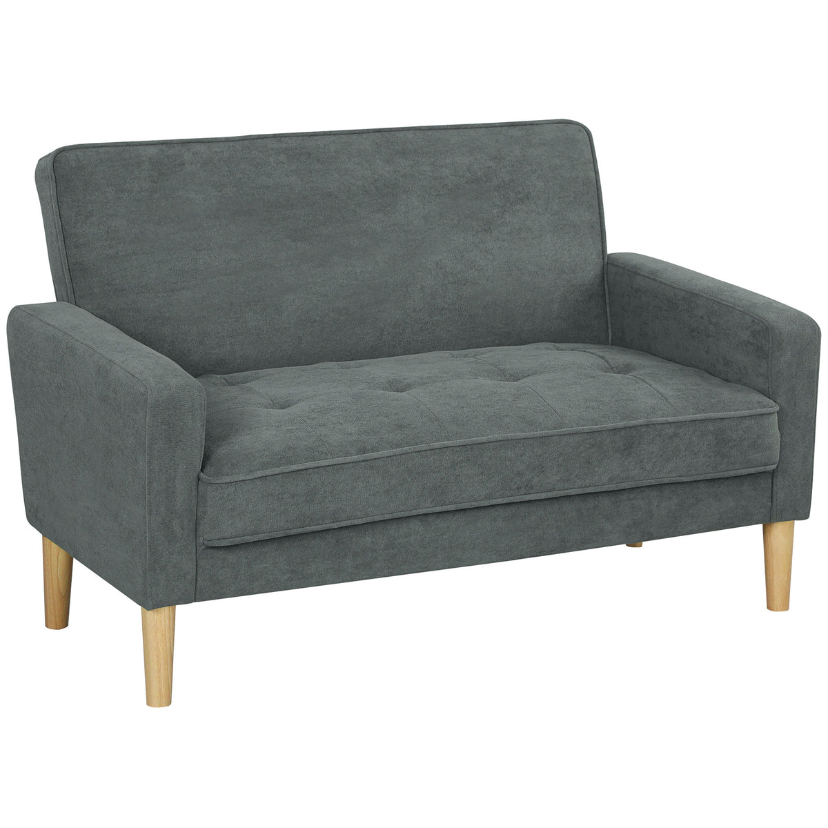 130 cm Velvet 2-Seater Sofa with Tufted Back – Grey