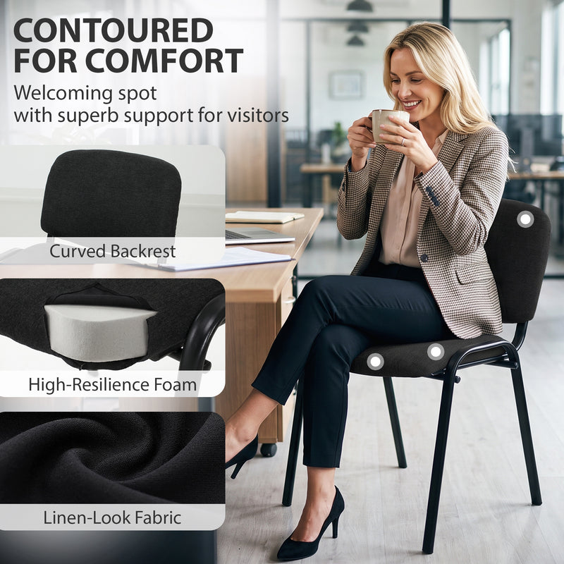 HOMCOM Meeting Chair, Stackable Ergonomic Office Chair with Padded Seat, Curved Backrest for Conference Room, Black – view 4