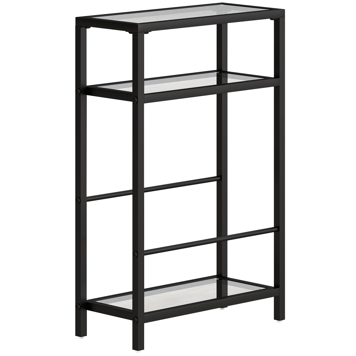 3-Tier Narrow Glass Side Table – Black