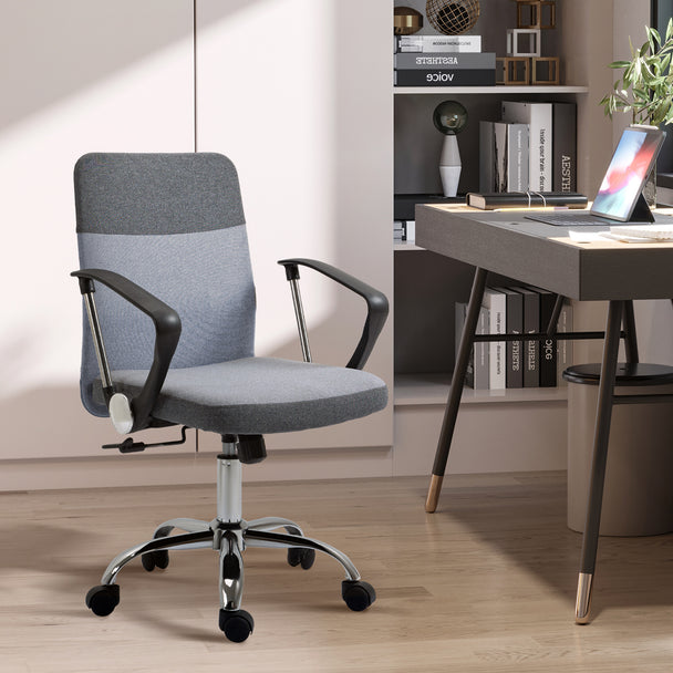 Linen-look swivel office chair – image 2