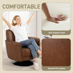 Upholstered Swivel Accent Chair with Pocket Spring Seat Support and 20cm Thick Padding, Brown