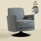 Upholstered Swivel Accent Chair with Thick Padding, Grey