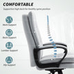 HOMCOM Double Padded Linen-Look Office Chair - Light Grey – view 4