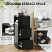 HOMCOM Slim Bedside Table, Narrow Bedside Cabinet with Open Shelf and 2 Drawers for Bedroom, Living Room, Black – view 4