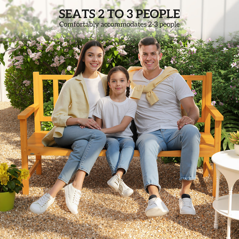 Outsunny Wooden Bench with Liftable Middle Table, Outdoor Bench, Patio Loveseat for Porch, Garden, Seats 2-3 People – view 6