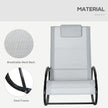 Outsunny Outdoor Rocking Chair Sun Lounger Recliner Rocker with Texteline Fabric Patio Garden Relaxer with Pillow Grey – view 6