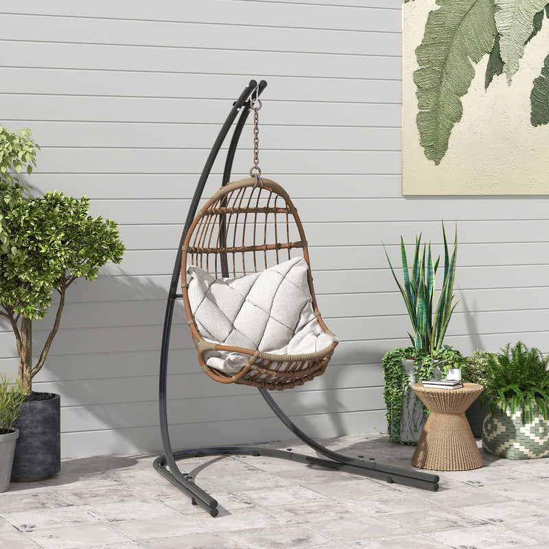 Outsunny Hammock Chair Stand Only, Hanging Chair Stand with Extra Large Base, Heavy Duty Metal Single Hammock Egg Swing – view 2