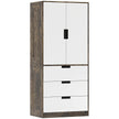 Modern double wardrobe with 3 drawers and hanging rail in rustic brown and white