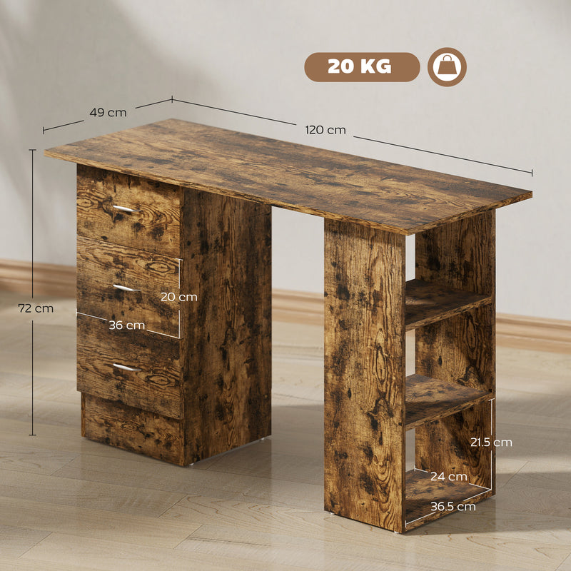 120 cm computer desk – rustic brown – image 3