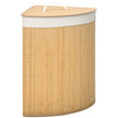 Natural bamboo triangular corner laundry basket with lid