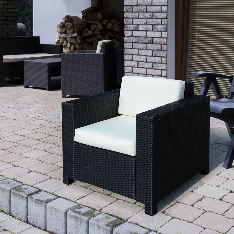 Black rattan garden armchair – image 2