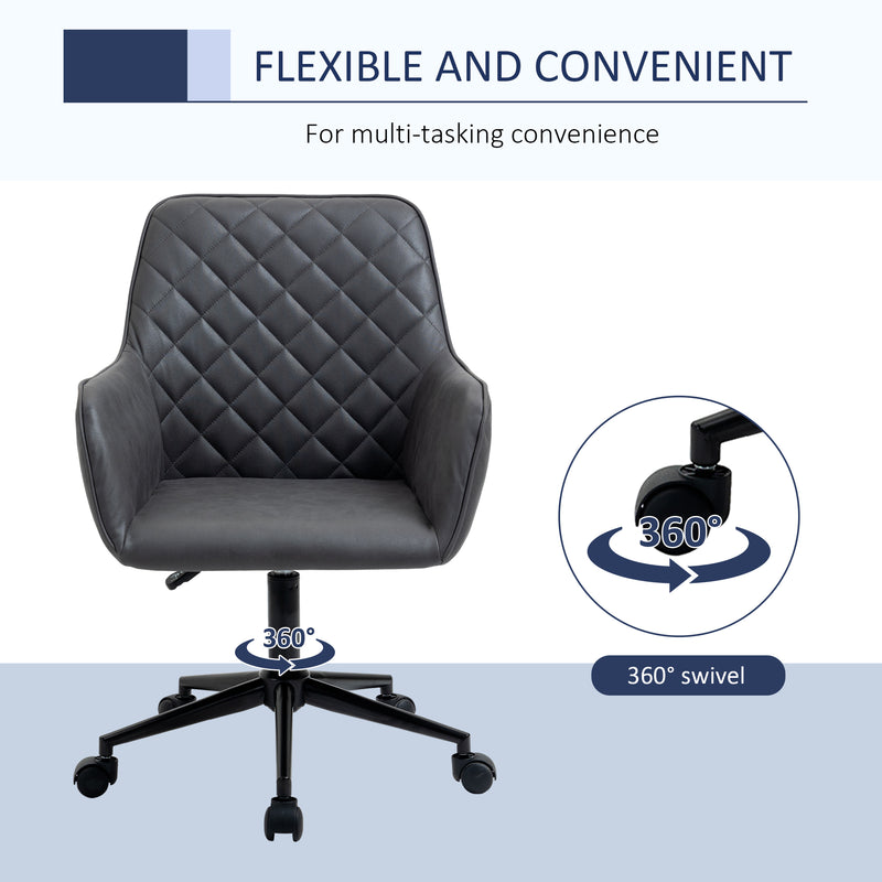 Leather-feel fabric swivel office chair – image 6