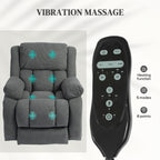 Recliner Armchair Lift Chair, Electric Recliner Chair with Vibration Massage and Heat, Wide Seat, USB Port, Grey