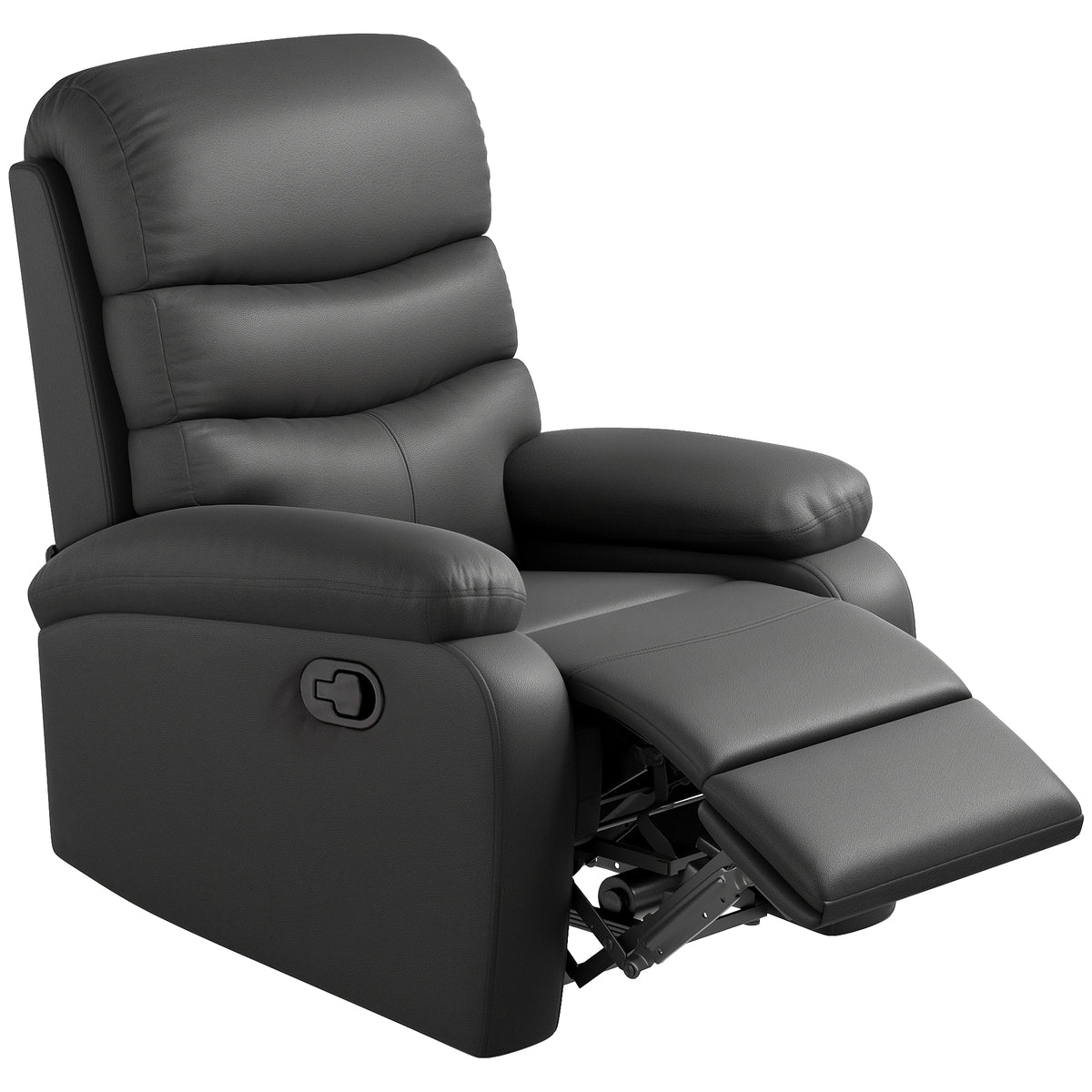 135° Faux Leather Recliner Chair with Footrest – Black