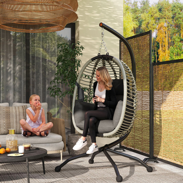 Dark grey hanging egg chair – image 2