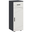Two-tone grey slim bathroom cabinet with top drawer and embossed cupboard door