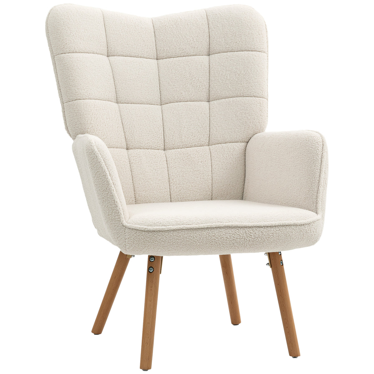Teddy Fleece Tufted Wingback Accent Chair – Cream