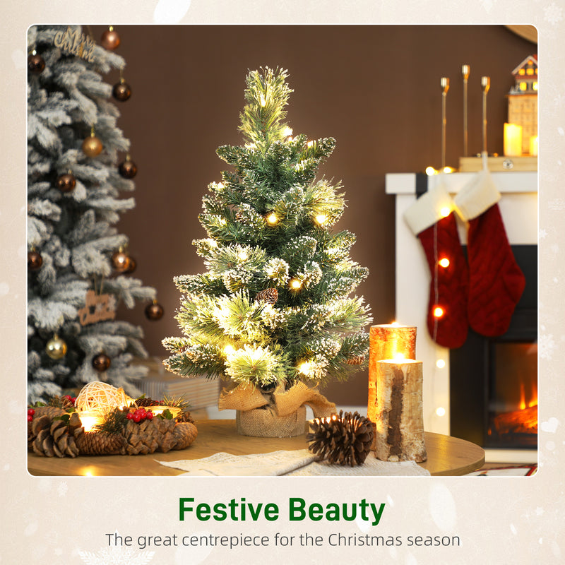 60 cm snowy tabletop tree with pine cones – image 4