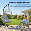 Outsunny Hanging Egg Chair, Indoor Outdoor Hammock Swing Chair with Stand, Safety Strap, Foldable Basket, Light Grey – view 5