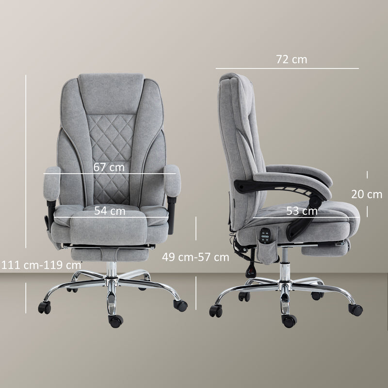 Vinsetto Massage Office Chair, Heated Reclining Computer Chair with Adjustable Height and Footrest, Grey – view 3