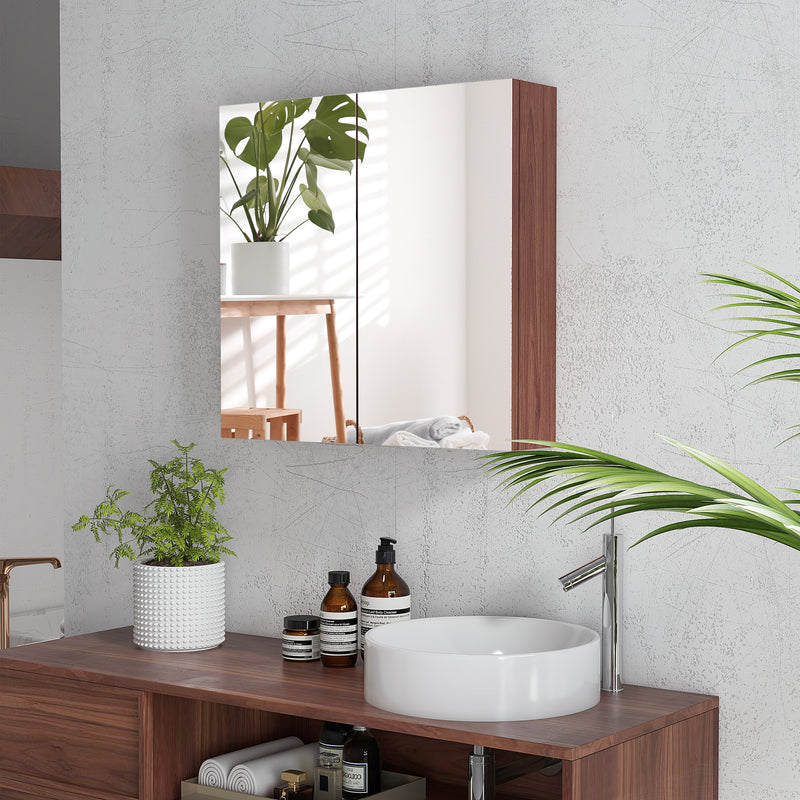 Light walnut double door mirror cabinet – image 2