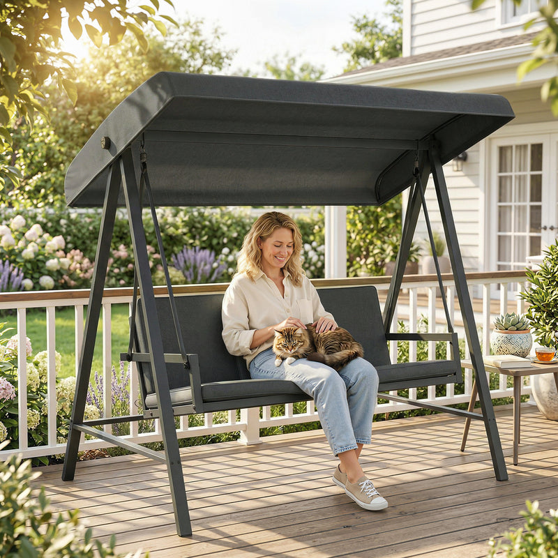 Dark grey 3-seater swing – image 9