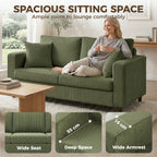 Loveseat Sofa with Wide Seat, Corduroy 2 Seater Couch with Deep Seat, Spring Cushion, Green