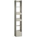 Bookcase Tall Narrow with 5 Tiers and Drawers Freestanding Bookshelf Storage Cabinet for Living Room Grey