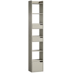 Bookcase Tall Narrow with 5 Tiers and Drawers Freestanding Bookshelf Storage Cabinet for Living Room Grey