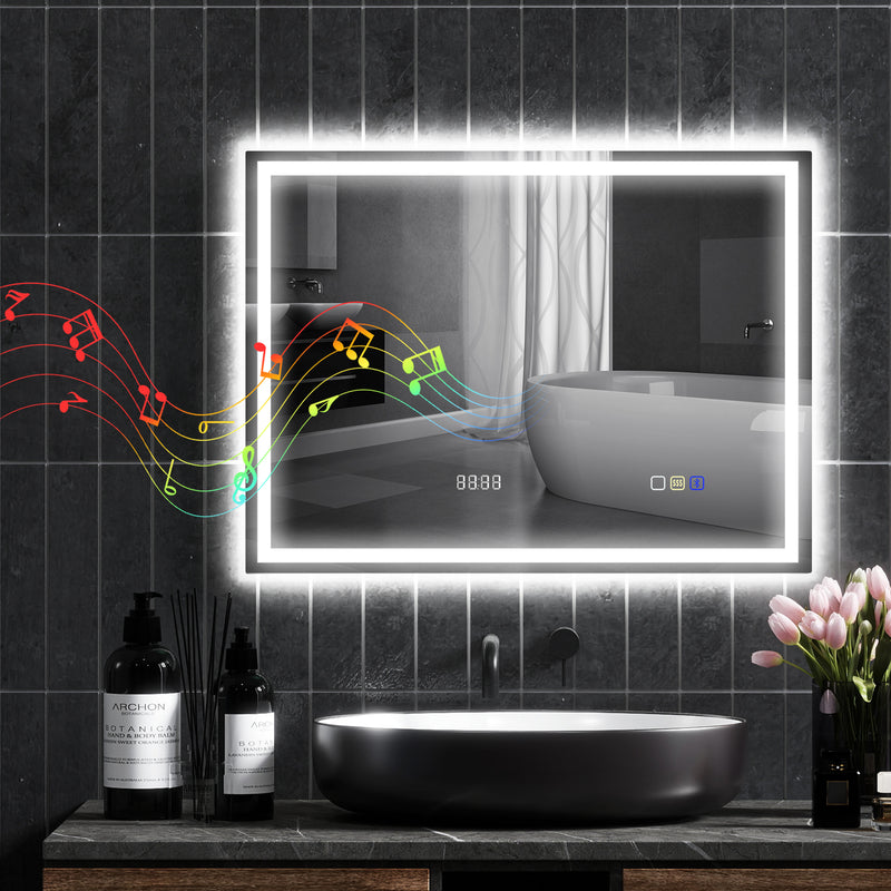 80 x 60 cm LED mirror with clock – image 10