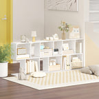 Side Table, Narrow End Table with Storage Shelves, S-Shaped, 3-Tier, 50W x 19.5D x 58H cm, White