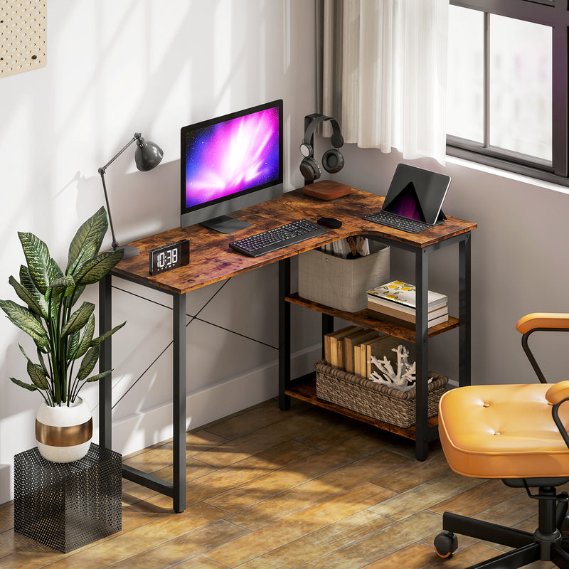 L-shaped corner desk – rustic brown – image 8